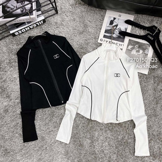 Áo khoác croptop ngực phối chữ x, áo khoác nữ phối viền VIENS STORE
