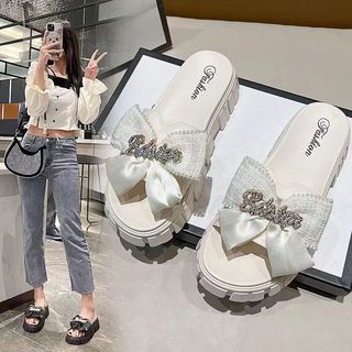 DÉP KIỂU NỮ ĐÍNH NƠ DỄ THƯƠNG ĐẾ CAO 5CM  _ MINA