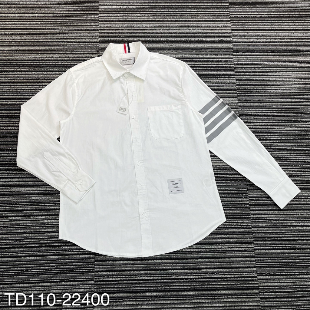 Áo Sơ Mi Nam Nữ Thome Browne Phối 4 Vạch Đen - Sơ Mi Thom Browne Unisex Chất liệu cotton hottrend