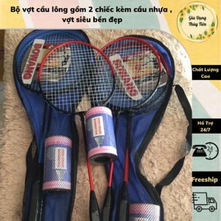 Bộ vợt cầu lông gồm 2 chiếc kèm cầu nhựa , vợt siêu bền đẹp