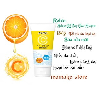 Sữa rửa mặt tạo bọt chăm sóc lỗ chân lông,trắng da với vitamin C Melano CC Deep Clear Enzyme Rohto White CW 130g