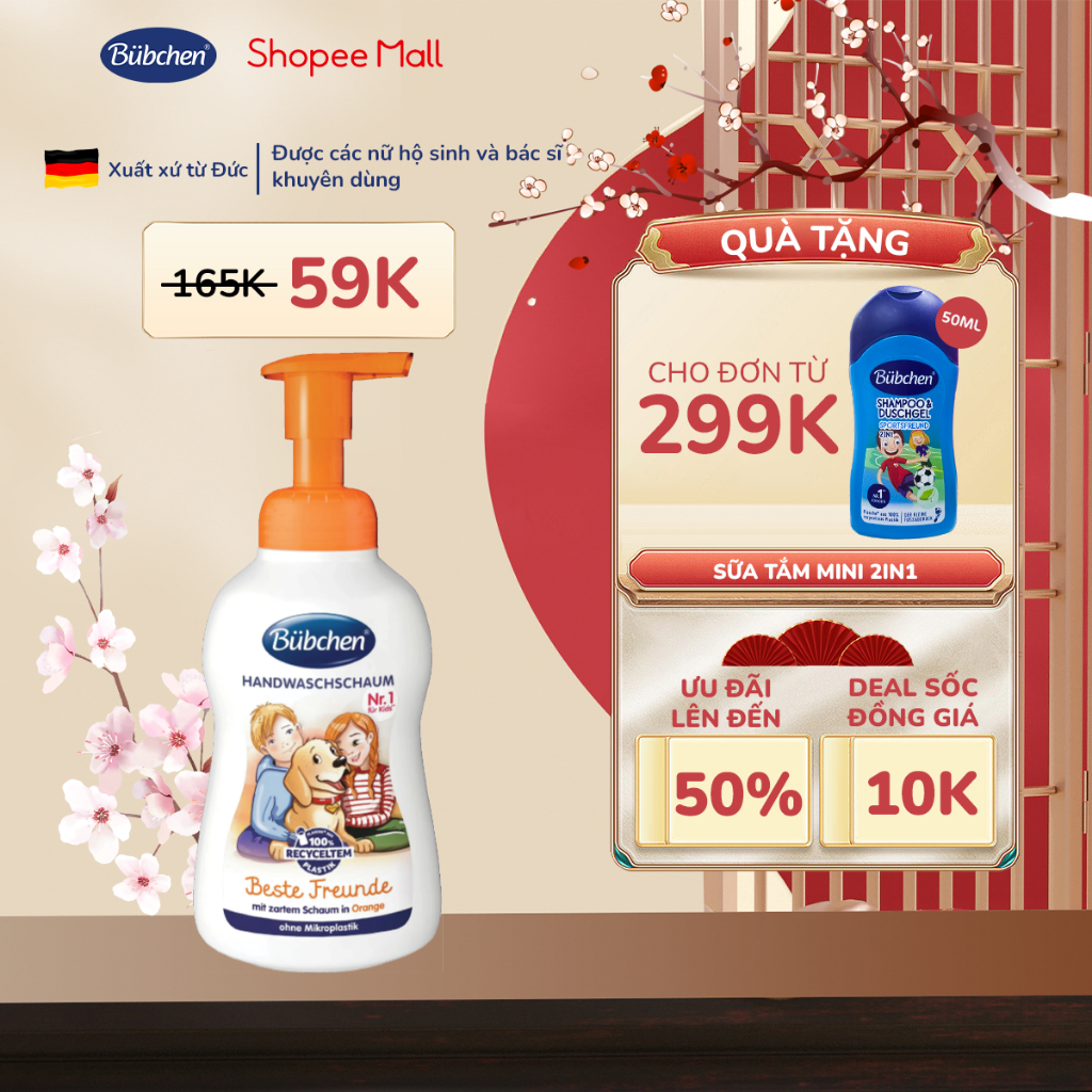 [Date T4/2024] Bọt Rửa Tay Cho Bé Bubchen Handwashschaum Beste Freunde