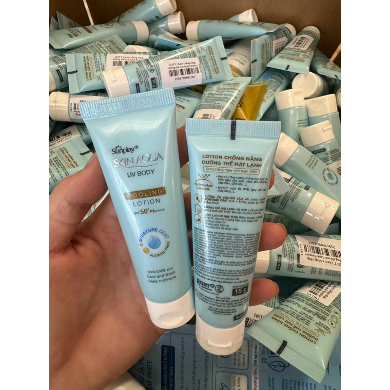 (15g)Lotion chống nắng dưỡng thể mát lạnh Sunplay Skin aqua - TUÝP XANH
