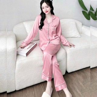 Đồ bộ nữ đồ mặc nhà quần dài tay dài đồ bộ dài mặc ở nhà lụa Latin Freesize 54kg - cn97