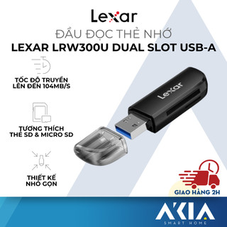 Đầu đọc thẻ nhớ sd/ microsd lexar dual slot usb-a, lrw300u, tốc độ đọc 104mb/s, thiết kế nhỏ gọn