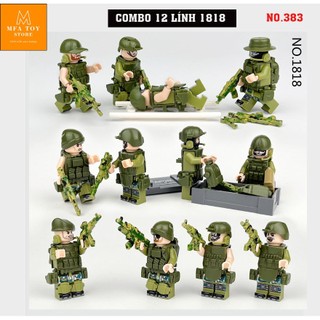 Đồ chơi lắp ráp swat army, mô hình lắp ghép quân sự - combo 12 lính 1818 no.383