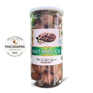 Hộp 500g hạt macca nứt vỏ đắk lắk size đại delithree