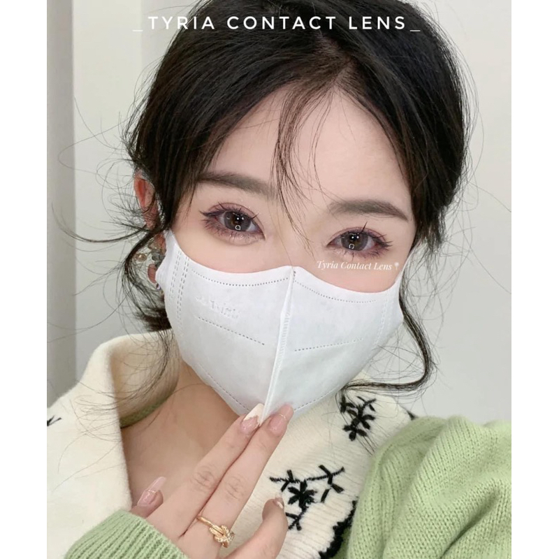 TYRIA Kính Áp Tròng Star Xám Nâu , Lens FULL ĐỘ CẬN ( Kèm Khay Đơn + Khay Dụng Cụ )