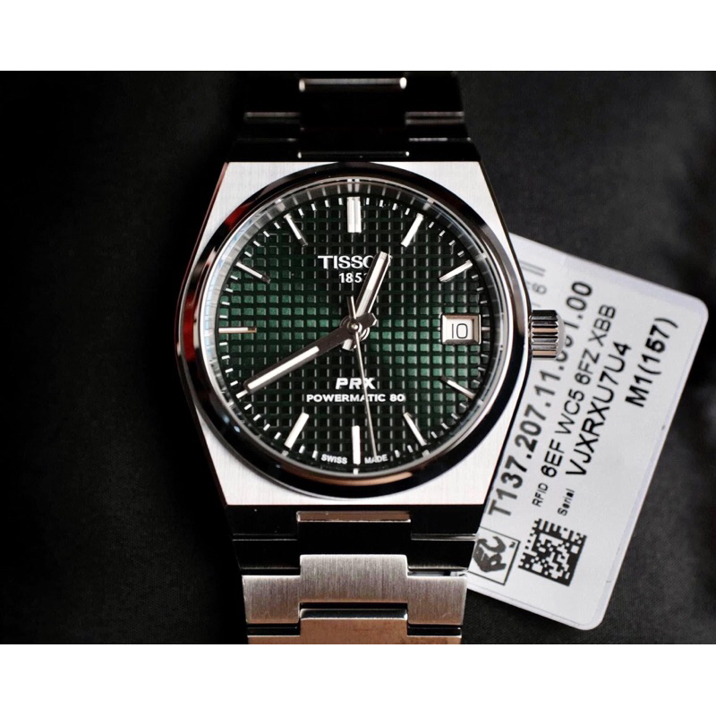 Đồng hồ nam dây thép Tissot PRX Powermatic 80 Green Ice Blue Limited 40mm
