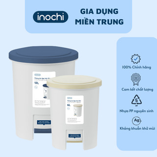 Thùng rác đạp tròn Hiro INOCHI siêu xinh, kháng khuẩn 6L và 12L nhiều màu
