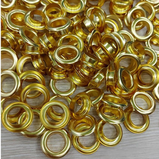 Khoen ore 14mm Khoen mắt cáo 14ly Thau không gỉ MÀU VÀNG Khuy mắt cáo bấm vải Túi 100 cái (có long đền) Phụ liệu may mặc