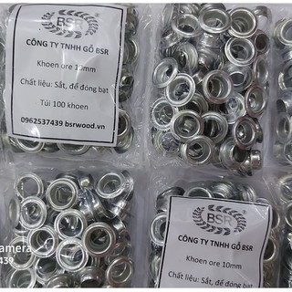 Khoen ore 10mm Khuy mắt cáo đóng bạt  Bằng sắt Túi 100 cái Không long đền Chuyên dùng cho máy đóng khoen Trung Quốc