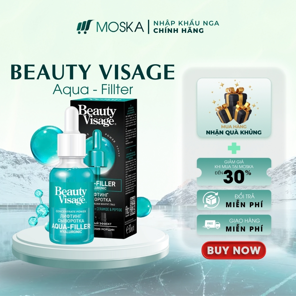 Tinh Chất Xóa Nếp Nhăn, Dưỡng Da Trắng Hồng BEAUTY VISAGE Aqua-Filler Hyaluronic 30ML| Moska Shop