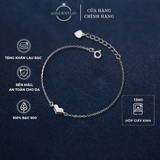Lắc tay nữ bạc Ý S925mặt trái tim Asimi, lắc tay đơn giản nữ tính dây mảnh Triple Heart LT13