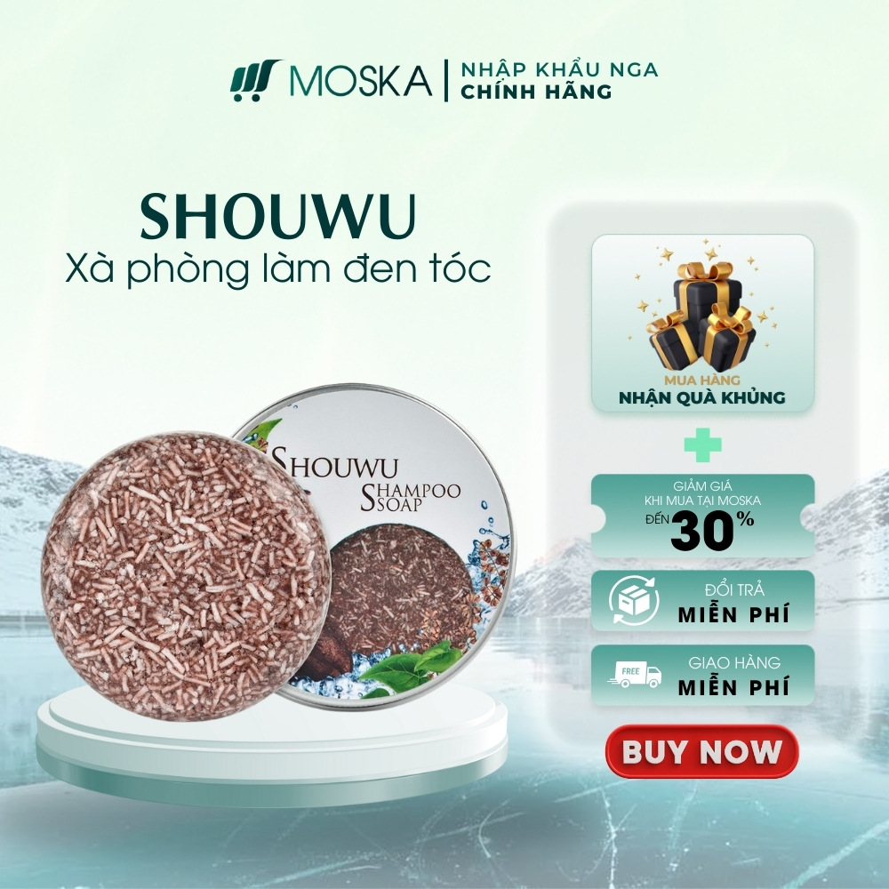 Xà phòng Shouwu Đen Tóc Hữu Cơ Tự Nhiên 100% Đen Tóc, Phục Hồi Tóc Khô 100g| Moska Shop
