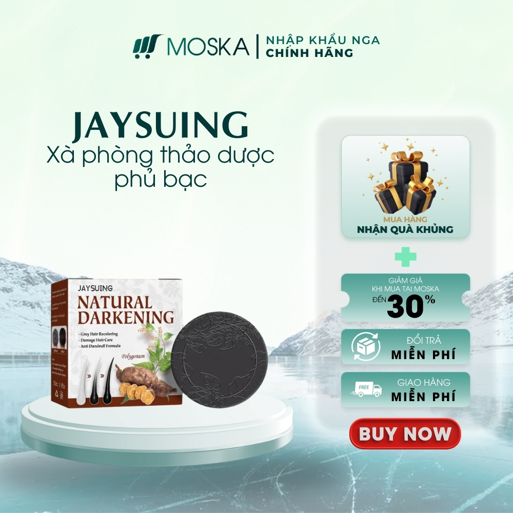 Xà Phòng Thảo Dược Phủ Bạc JAYSUING, Xà Bông Thảo Dược Đen Tóc Tự Nhiên, Bóng Mượt| Moska Shop