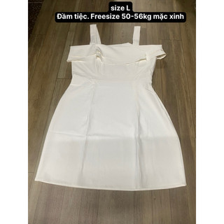 Đầm Tiệc 2 Dây Tầng Ngực dáng xoè Midi TRắng