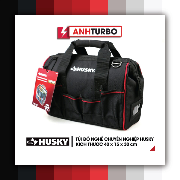 Túi đồ nghề chuyên nghiệp Thương hiệu Mỹ HUSKY - Kích thước (Dài x Rộng x Cao): 40cm x 15cm x 30cm