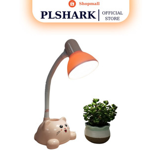 Đèn học để bàn cho bé hình mèo có lỗ để bút tiện lợi tặng kèm bóng PLSHARK
