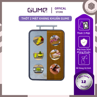 Thớt kháng khuẩn cao cấp gume 2 mặt bằng inox 304 với gỗ mụn nguyên khối
