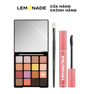 Combo Lemonade 01 Bảng Phấn Mắt Aesthetic Eyeshadow Palette Ver2 20.8g & Cọ mắt & 01 Chuốt mi SuperNatural Mascara 7.5g