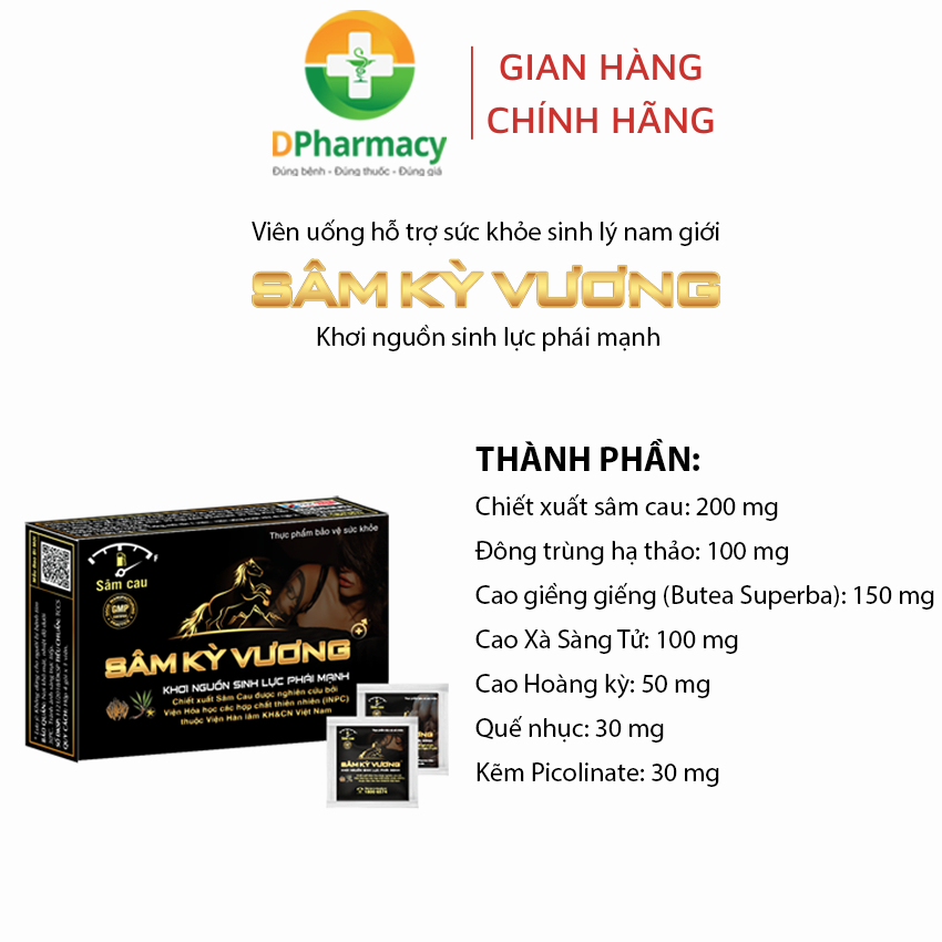 Viên uống Sâm Kỳ Vương, hỗ trợ tăng cường nội tiết tố nam Testosterone