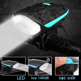 Đèn xe đạp siêu sáng có còi sạc usb chống nước,đèn led xe đạp thể thao,T6 chống nước loại cao cấp nhất đèn gắn xe