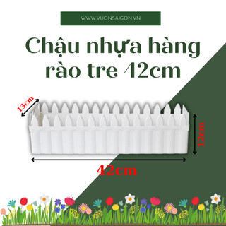 Chậu nhựa hàng rào 4T2 trắng đẹp mắt, xinh xắn 42x13x11 (Vườn Sài Gòn - Vuon Sai Gon)