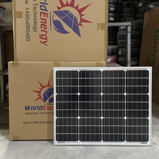 Pin năng lượng mặt trời mono 50W WorldEnergy - (tặng 1 cặp mc4 đơn, hàng chính hãng bảo hành 12 năm kỹ thuật)