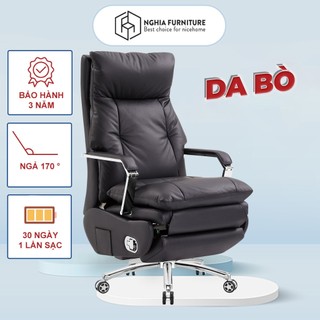 Ghế giám đốc Nghiafurniture Master Pro,đường cong lưng ghế công thái học, 1 lần sạc điện dùng 30 ngày, tích hợp cổng USB