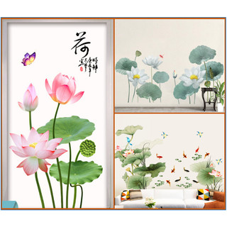 Decal trang trí tường - Họa tiết Hoa sen thanh nhã