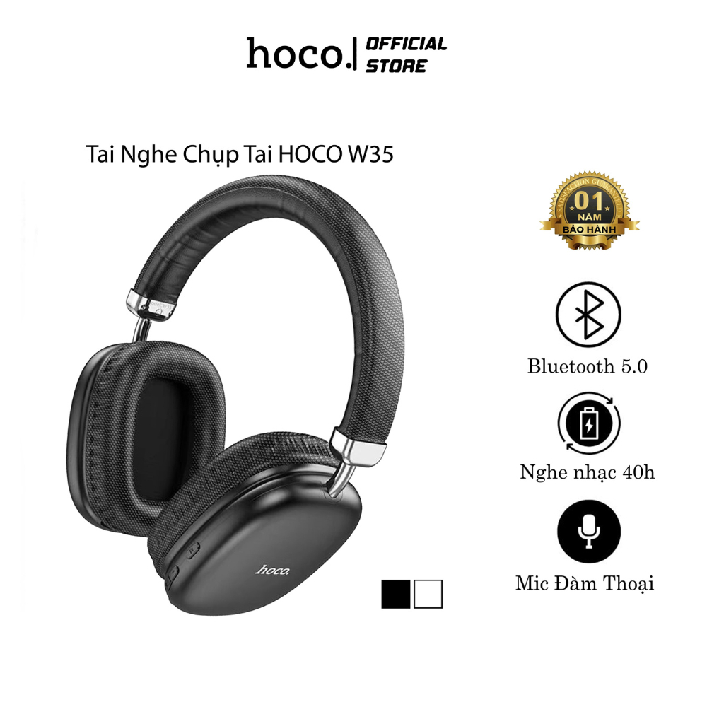 Tai nghe chụp tai bluetooth Hoco W35, headphone có mic đàm thoại, pin siêu trâu 40h nghe nhạc - chính hãng.
