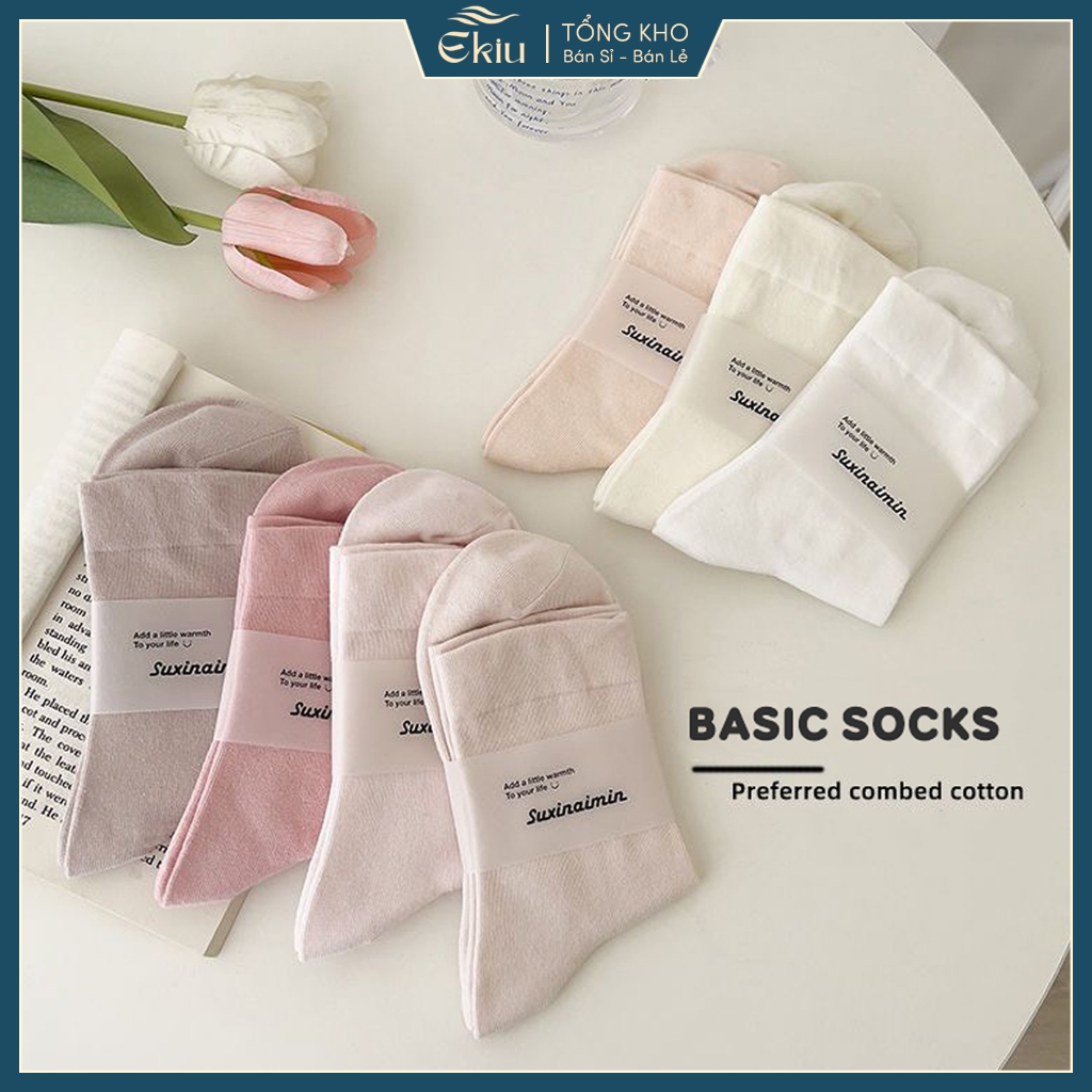 Combo tất trơn phong cách basic tone màu Patel dễ mix đồ - Ekiu Shop