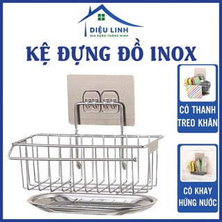  Kệ Inox Để Đồ Rửa Bát Dán Tường Kèm Khay Hứng Nước Giá Để Đồ Rửa Bát Dieulinhshop 