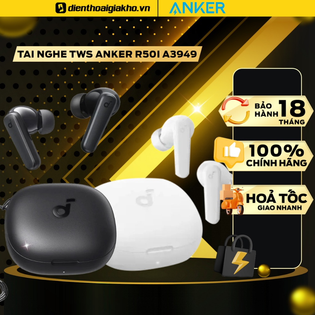 Tai nghe không dây ANKER Soundcore True Wireless R50i A3949 Bluetooth 5.3 - Chính Hãng, Bảo Hành 18 Tháng