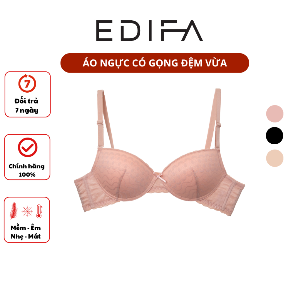 Áo lót ngực nữ Lorencia không gọng, đệm vừa phối ren cao cấp GLK 203