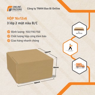 16x12x6 Combo 100 hộp Carton đóng hàng siêu cứng