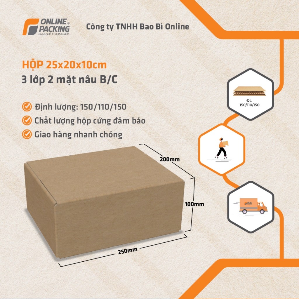 25x20x10 Combo 100 hộp carton COD