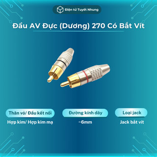 Đầu av 270 đực bắt vít, chân mạ đồng - jack av hoa sen đực, jack rca/ jack av bh 1-1