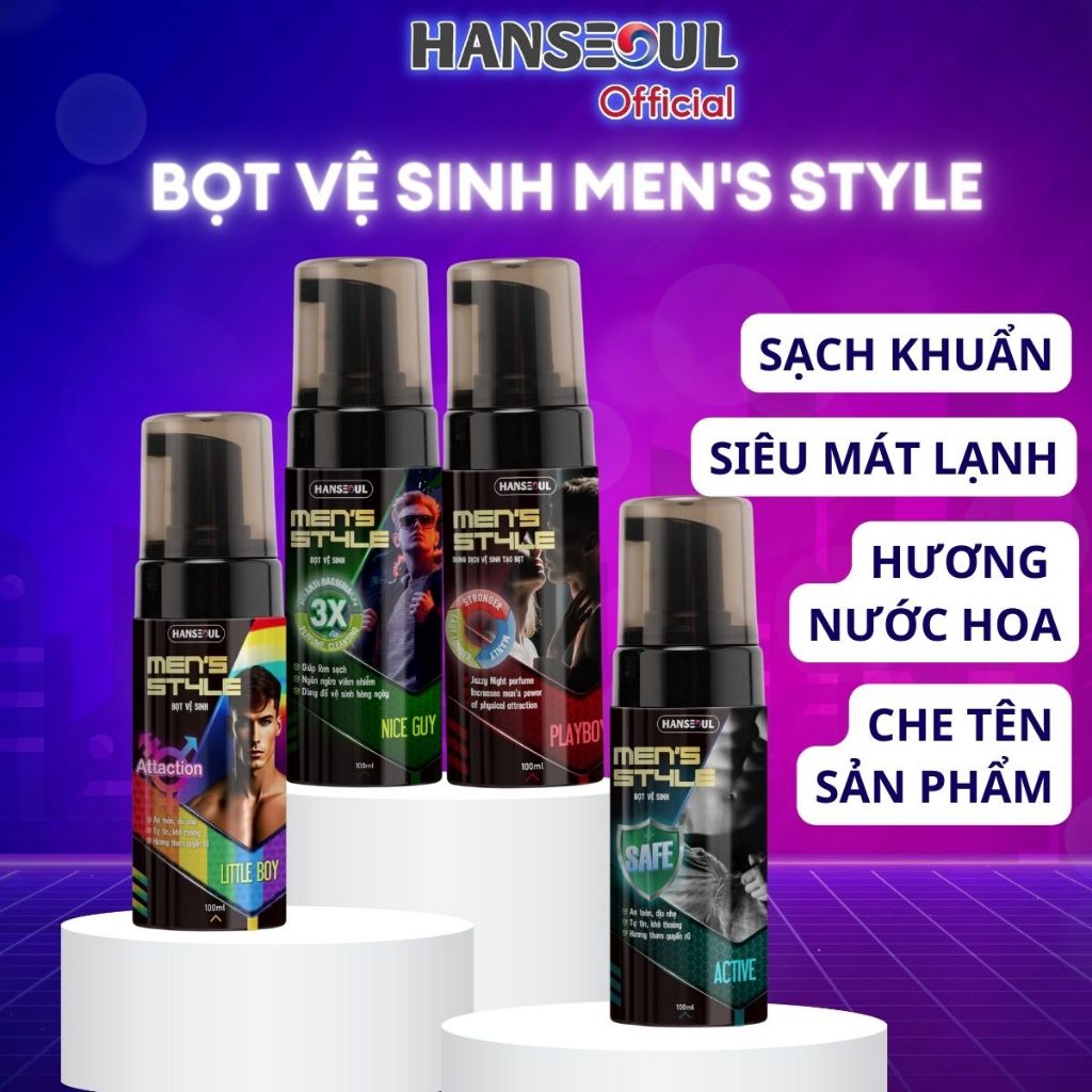 Combo Dung Dịch Vệ Sinh Nam Men’s Style Dạng Bọt Sạch Thơm Kháng Khuẩn Kéo Dài Cuộc Yêu Hanseoul 100ml