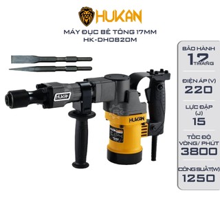 Máy đục bê tông HUKAN DH0820M, 17 ly, Công suất 1250W, Tặng 2 mũi đục