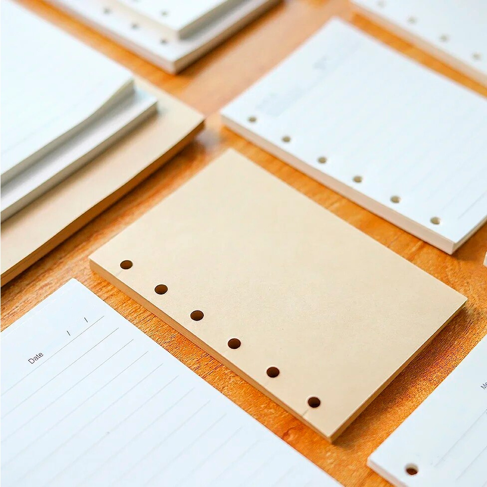 [A5] Ruột Sổ Còng 6 Lỗ, Size A5 14.5x20.5 cm, Giấy Ford Kem 100gsm/ Kraft Nhật 80gsm