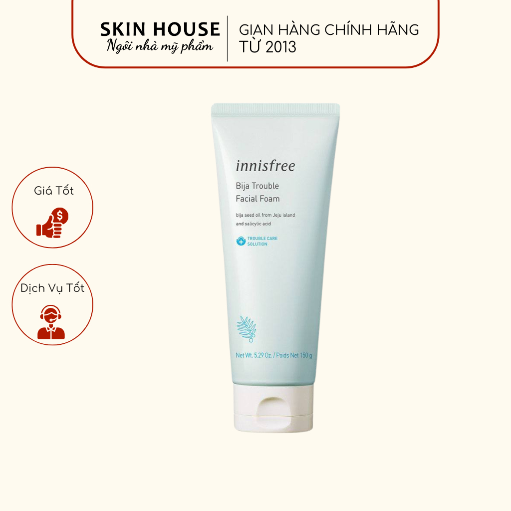 Sữa Rửa Mặt Cho Da Mụn Innisfree Jeju Bija Trouble Facial Foam 150ml