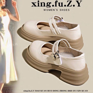 Giày lười nữ đế 3p chất da mềm, Giày búp bê nữ kiểu dáng lolita 2 quai mảnh cài ulzzang mũi tròn