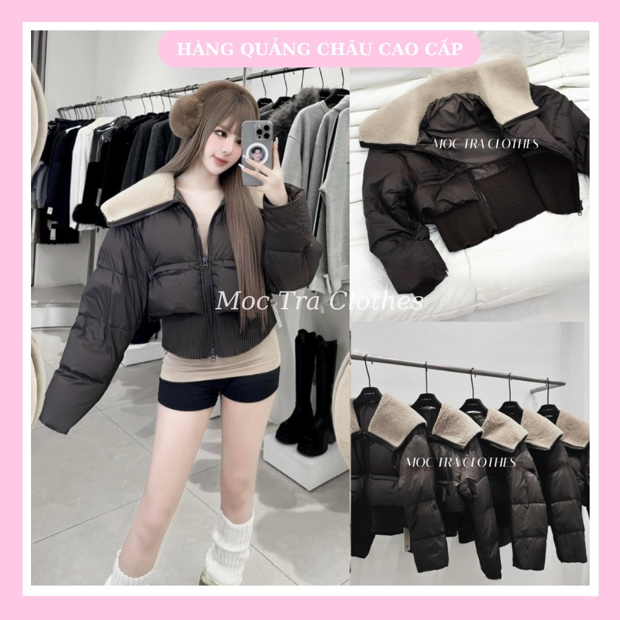 Áo phao nâu MPB cổ lông Quảng Châu Cao Cấp thiết kế trẻ trung cá tính siêu xinh