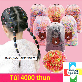 Bịch thun cột tóc túi rút 4000 sợi nhiều màu sắc cho bé