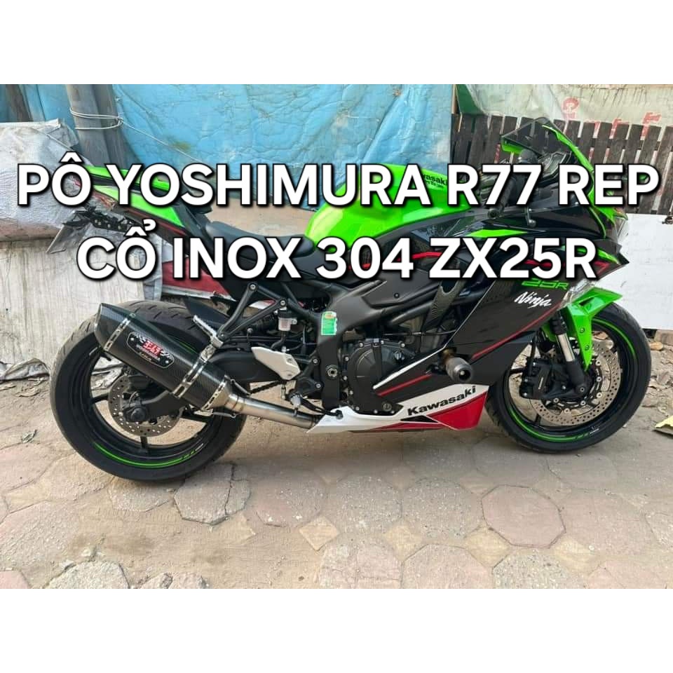 Pô Độ Yoshimura R77 Carbon Rep 1:1 Và Cổ Inox 304 Kawasaki Ninja ZX25R