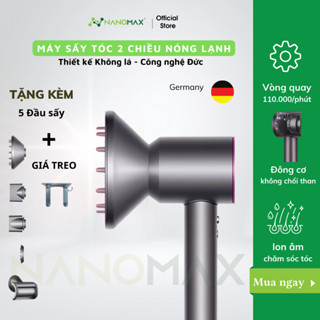 Máy Sấy Tóc NANOMAX High Speed 2 Chiều Nóng Lạnh Thiết Kế Không Lá Động Cơ Không Chổi Than 3 Tốc Độ Sấy 3 Chế Độ Nhiệt