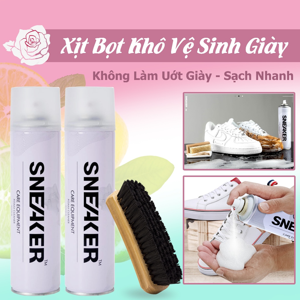 Xịt Bọt Khô Vệ Sinh Giày Siêu Sạch Sneaker Nhật Bản Chuyên Sneaker Tẩy Trắng Giày Hiệu Quả Không Cần Nước Tiện Lợi