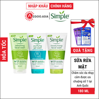  Sữa Rửa Mặt Simple - Dưỡng ẩm, Dịu Nhẹ, Ngừa Mụn, Lành Tính Cho Da Dầu Mụn Nhạy Cảm (AZGoo Phân Phối)